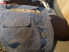 Kipling Shoulder Strap Handbag Washed Effect Blue ( No Monkey) 