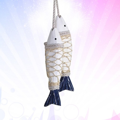 Seaside ornaments wood fish - ornaments,