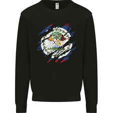 Torn Belize Flag Belizean Day Football Mens Sweatshirt Jumper