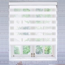 Zebra Roller Blinds with Aluminium Cassette Easy Fix Dual Layer 89x183cm White