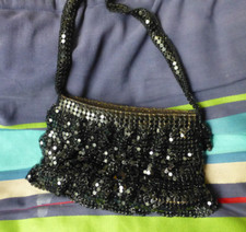 Leko  London Small Evening Purse Pretty  Black Chainmail Detail