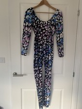 Jaded London Black & Animal Print Jumpsuit/Catsuit/Bodysuit. Size Medium.