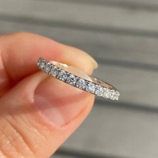 1Ct Round Cut Diamond Eternity Wedding Band Ring 14k White Gold Finish Size I-T