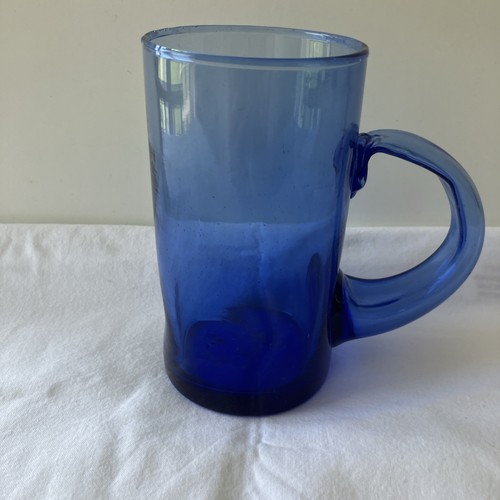 Blue bubble glass tankard - glass, /