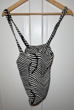 Totum Canvas Black & White Striped Bag Zebra Animal Print Shopping
