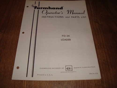 Farmhand model f12 - model, f12-2a