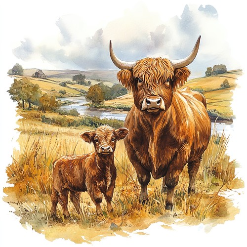 Highland cow and - cow, kitchen