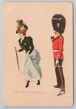 French Comic Absurdit� Inattention Woman & Guardsman Soldier Postcard Unused