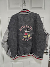 Vintage Disneystore Exclusive Varsity Jacket Unisex Grey Mickey Mouse Size L