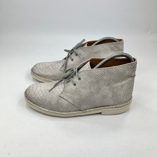 Clarks Originals Womens Grey Leather Desert Boots UK 7.5 Textured Snake Pattern