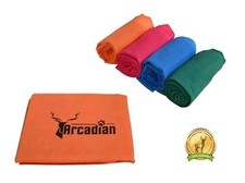 Arcadian Large Orange Microfibre Dog Towel Super Absorbent Light Compact Travel