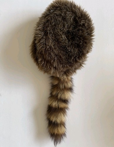 Real tail raccoon hat - raccoon, warm