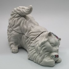 VINTAGE TWO PIECE PORCELAIN “CAT” TRINKET BOX BY ELIZABETH ARDEN