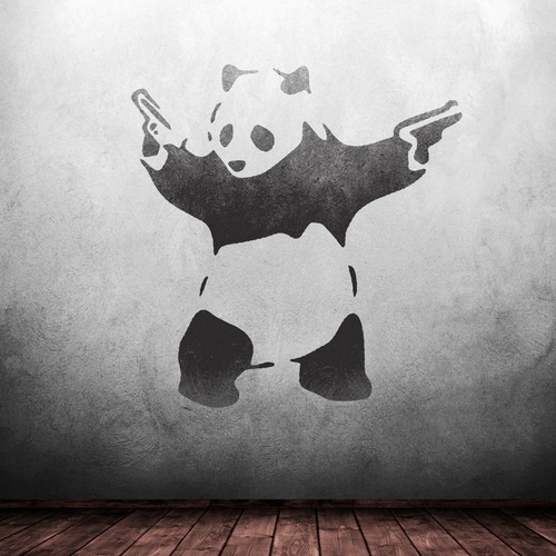 Banksy panda stencil - panda,