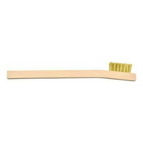 Wooden handle brass wire brush - brass,