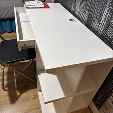 IKEA White Office Desk with Storage Shelf and Drawer