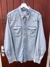 Levi's Men's Stretch Snap/Button Denim Shirt Pale Blue Size XL.