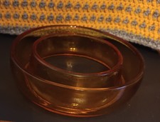 Vintage Amber Circular Trough Posy Holder 16 cm Diameter