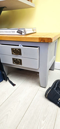 Grey painted wooden side table - wooden,