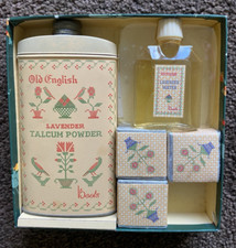 Vintage Boots Christmas Old English Lavender Talc , Water and Bath Salts Set