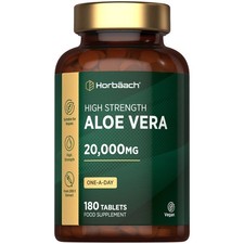 Aloe Vera Tablets 20000mg | 180 Count | High Strength | By Horbaach 