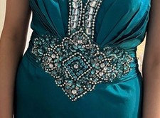 Vintage-Style Teal Satin Prom