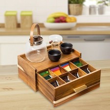 Wood Tea Bag Organizer Tea Station Chest for Living Room Drawer Cabinet