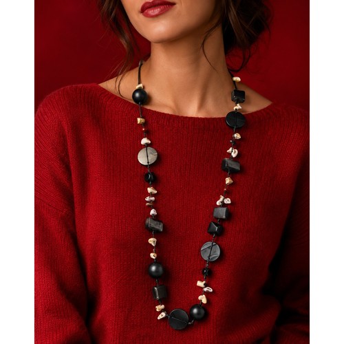 Chunky black geometric - bead, &