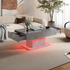 High Gloss LED Coffee Table Cocktail Center Table Modern Living Room Rectangle