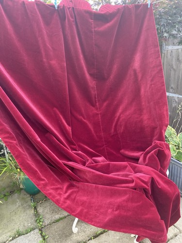 Red velvet lined curtain panel - lined,