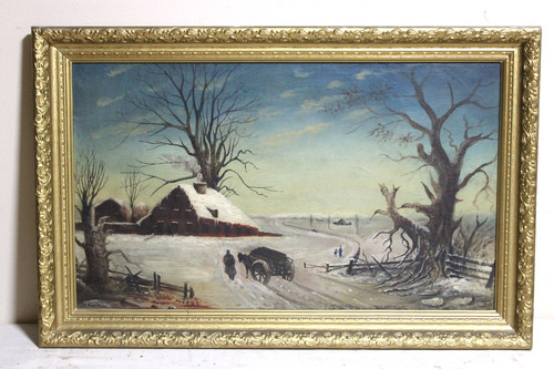 19thc antique oil painting - antique,