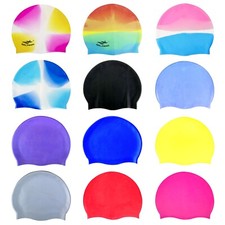 Kids Swimming Hat Durable Elastic Silicone Pool Beach Swim Head Cap Summer UK