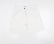 Next Women White Linen Blend Bermuda Shorts Size 14