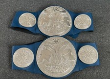 2x WWE Smackdown Tag Team Championship Belts Wrestling Toy Blue Mattel Kids 2014