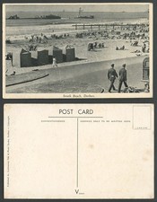 South Africa Old Postcard South Beach Huts Chalets Soldiers Pier Promenade Boats
