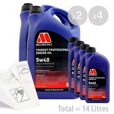 Car Engine Oil Service Kit / Pack 14 LITRES Millers TRIDENT 5W-40 5W40 synth 14L