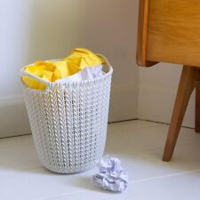 Curver Oasis White Knit Round Paper Bin 7L