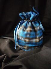 Blue Tartan Plaid Drawstring Bag Burns Night Fancy Dress Scottish 