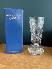 Tutbury Crystal Sweet Pea Vase Cut Glass 6” Tall In Box