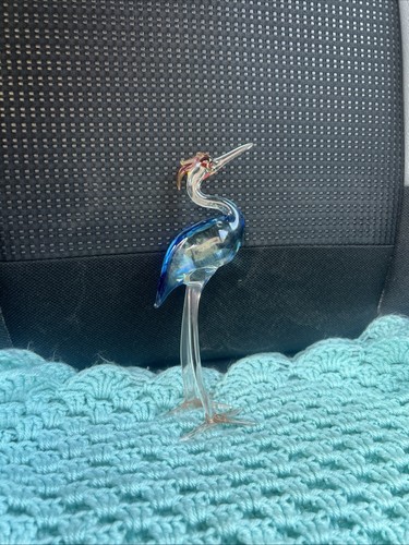 Vintage art glass - art, crane