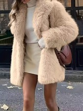 Cream Faux Fur Jacket Ladies