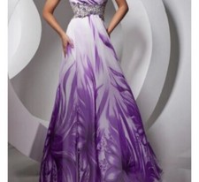 Tony Bowls Paris Print Chiffon Evening Prom Dress 113716A Wedding Bridesmaid