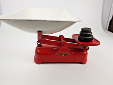 Weylux The Rex Red Cast Iron Kitchen Scales With Pan & 3 Weights Vintage