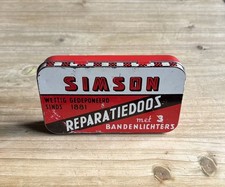 RARE ORIGINAL VINTAGE SIMSON REPARATIEDOOS MET 3 CYCLE REPAIR OUTFIT KIT TIN 