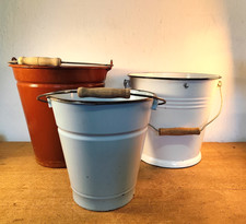 Enamel Bucket Planter Pot
