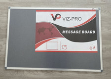 VIZ-PRO Notice Board Felt Grey, Silver Aluminium Frame, 90 X 60 cm -  NEW
