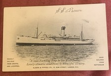 ELDERS & FYFFES SS PACUARE  Banana boat - Ptd PC. Company advertising card