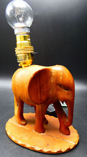Hand Carved Wooden Elephant Table Lamp Light Animal Figure Decorative Lamp