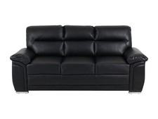 Ravenna 3+2 Seater Black Leather Sofa (3 Seater, 2 Seater Black Couch, Suite)