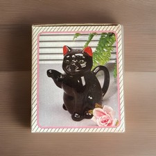 1950s 60s Kitsch vintage Lucky Black Cat Teapot  Ideal For Halloween Vintage